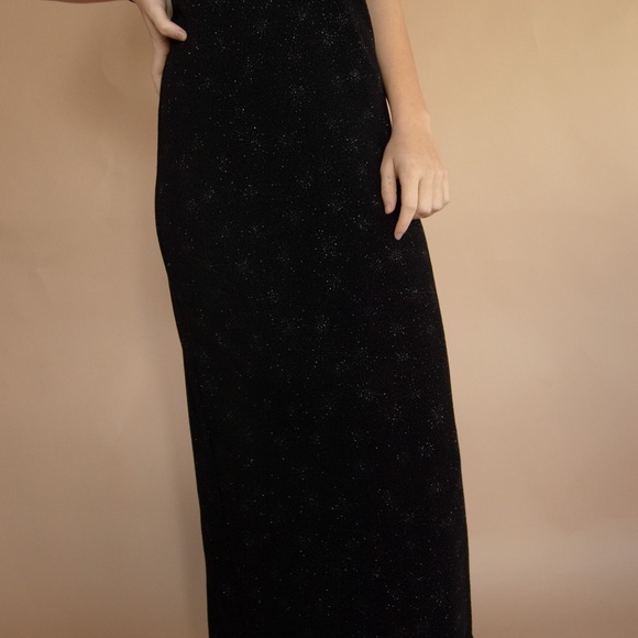 90s Starburst Glitter Halter Evening Gown - Picture 12 of 16
